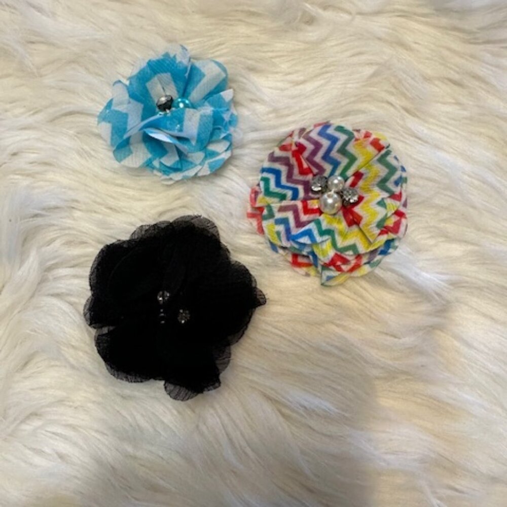 Bundle (3) of Chiffon Flower Hairbows 5B8085 Handmade NWT Boutique - Picture 1 of 7